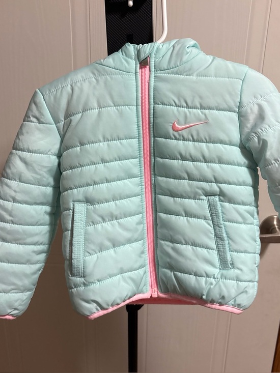 Nike Other - Nike Kids Mint Blue Puffer Jacket with Pink Trim